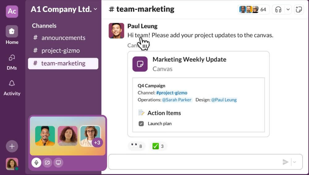 Screenshot of Slack interface